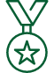 Icon of a circular medal with a star in the middle, with a long ribbon attached